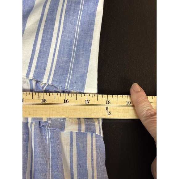 5 a 7 Cinq a Sept Addy Maxi Dress Blue White Stripe 14 Ruffled Halter Neck - Picture 10 of 12